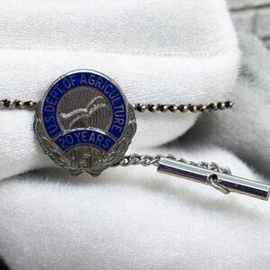 U.S. Dept. Of Agriculture 20 Years Service Pin Silver Tone Tie Tack